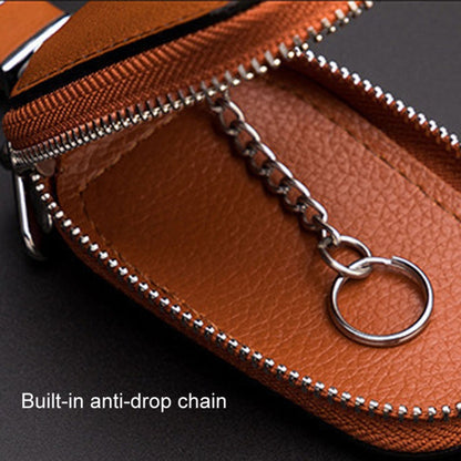 Leather Men Multifunctional Car Key Bag Large Capacity Universal Waist Hanging Key Storage Bag