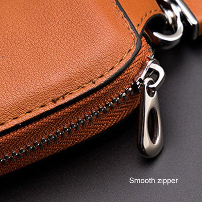 Leather Men Multifunctional Car Key Bag Large Capacity Universal Waist Hanging Key Storage Bag