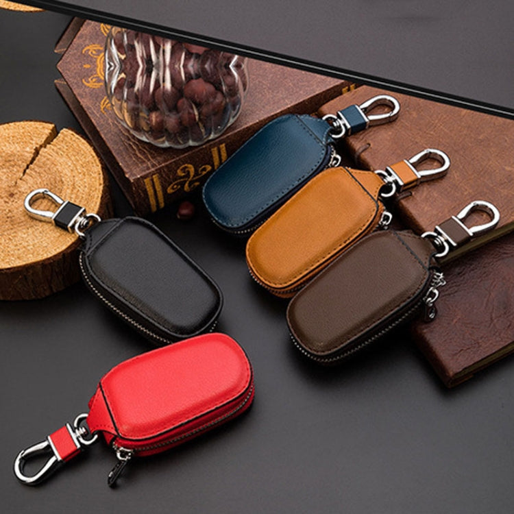 Leather Men Multifunctional Car Key Bag Large Capacity Universal Waist Hanging Key Storage Bag