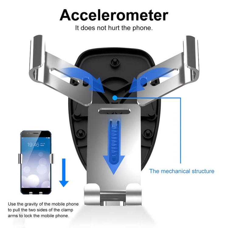 FAIK Car Cell Phone Holder Air Vent Triangle Gravity Sensor Car Phone Bracket, Black Frosted Model, Silver Frosted Model, Black Mirror Model, Silve Mirror Model