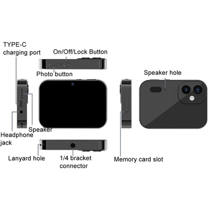 D6 CCD HD Digital Camera Movie Music Smart Camera Touch Screen Student Card Video Recorder, Excluding Memory, D6 Black, D6 White