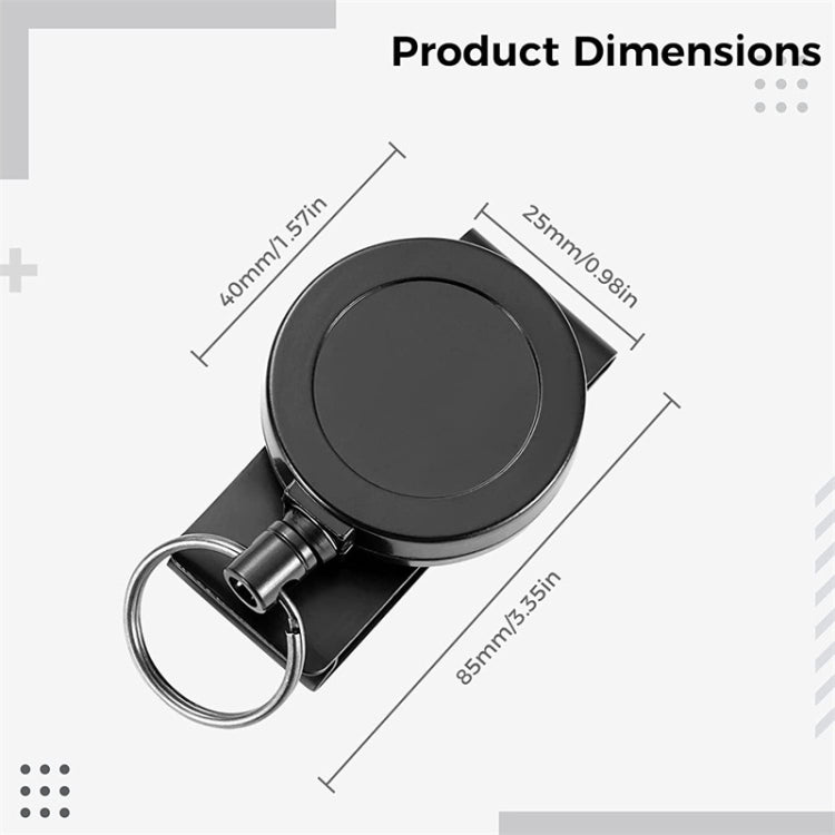 360 Degree Rotatable Heavy Duty Retractable Keychain with Belt Clip, ABS  Material, Metal Material