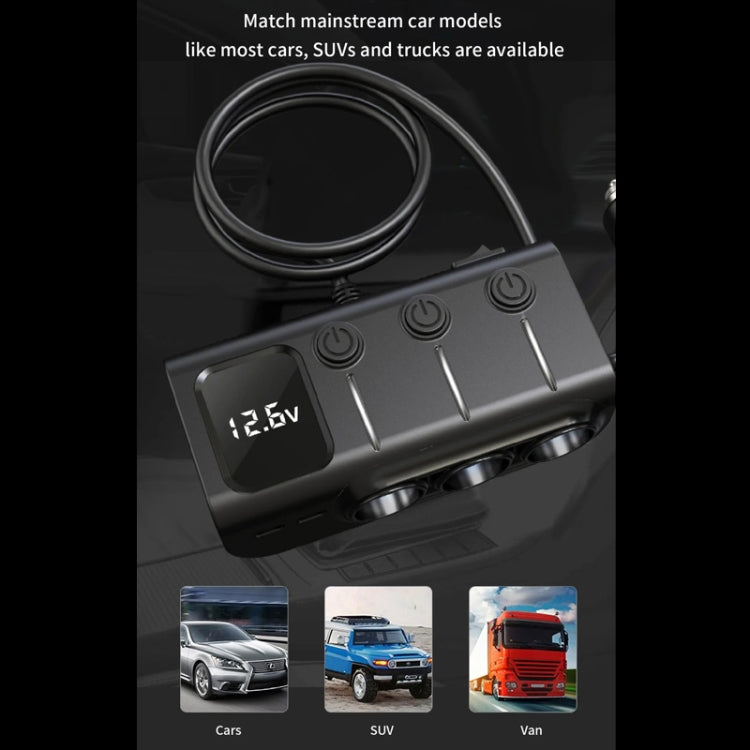 120W Digital Display Cigarette Lighter Car Fast Charging Charger