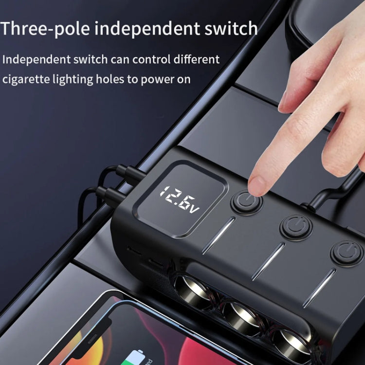 120W Digital Display Cigarette Lighter Car Fast Charging Charger