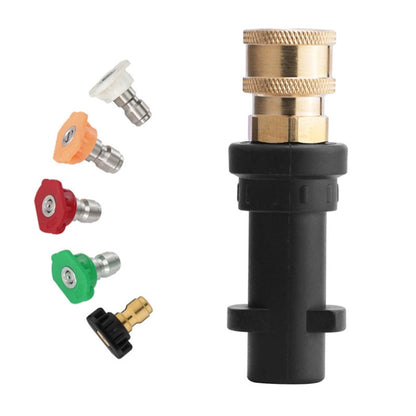 For Karcher K2-K7 Series High Pressure Washer Foam Lance Adapter, 1/4 Female Connector, 1/4 Female Connector + 5 Nozzle