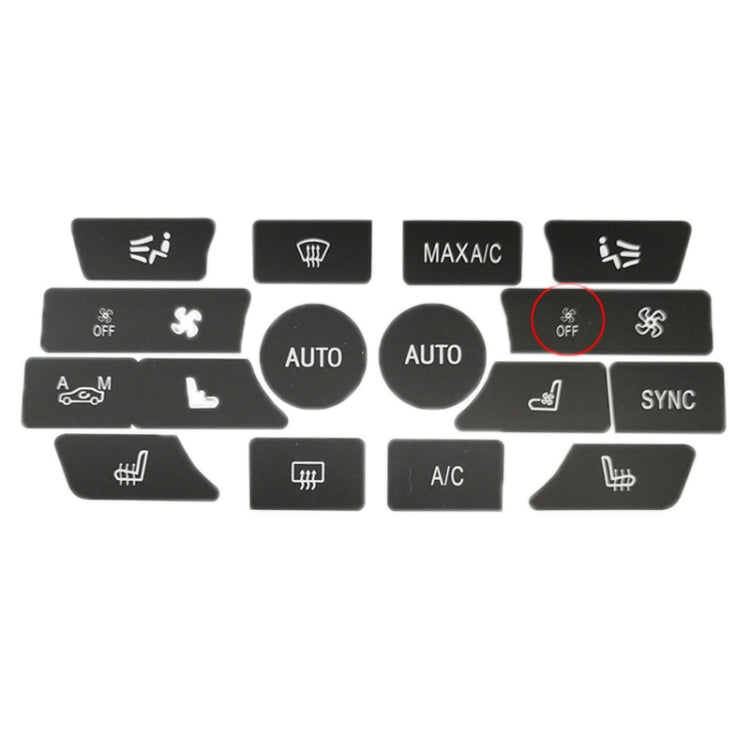 For BMW 5 Series/7 Series/X5/C6/F10/F01/F15 Air Conditioning Button Repair Sticker, A 13pcs No OFF, A 13pcs With OFF, B 14pcs No OFF, B 14pcs With OFF, C 16pcs No OFF, C 16pcs With OFF