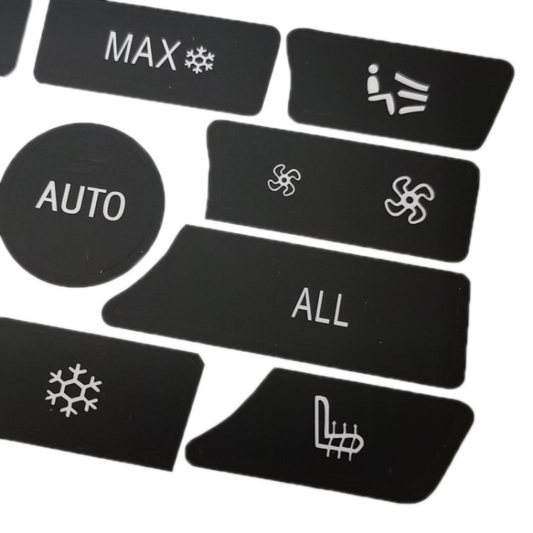 For BMW 5 Series/7 Series/X5/C6/F10/F01/F15 Air Conditioning Button Repair Sticker, A 13pcs No OFF, A 13pcs With OFF, B 14pcs No OFF, B 14pcs With OFF, C 16pcs No OFF, C 16pcs With OFF