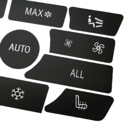 For BMW 5 Series/7 Series/X5/C6/F10/F01/F15 Air Conditioning Button Repair Sticker, A 13pcs No OFF, A 13pcs With OFF, B 14pcs No OFF, B 14pcs With OFF, C 16pcs No OFF, C 16pcs With OFF