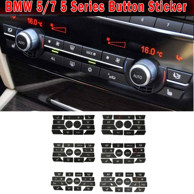 For BMW 5 Series/7 Series/X5/C6/F10/F01/F15 Air Conditioning Button Repair Sticker, A 13pcs No OFF, A 13pcs With OFF, B 14pcs No OFF, B 14pcs With OFF, C 16pcs No OFF, C 16pcs With OFF