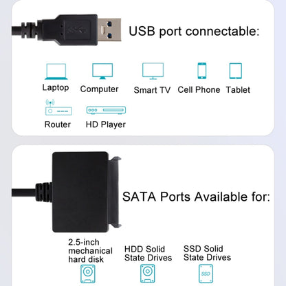 SATA To USB3.0 Easy Drive Cable 2.5 Inch SSD Solid State Drive Universal Connection Cable Converter Reader, SATA To USB3.0