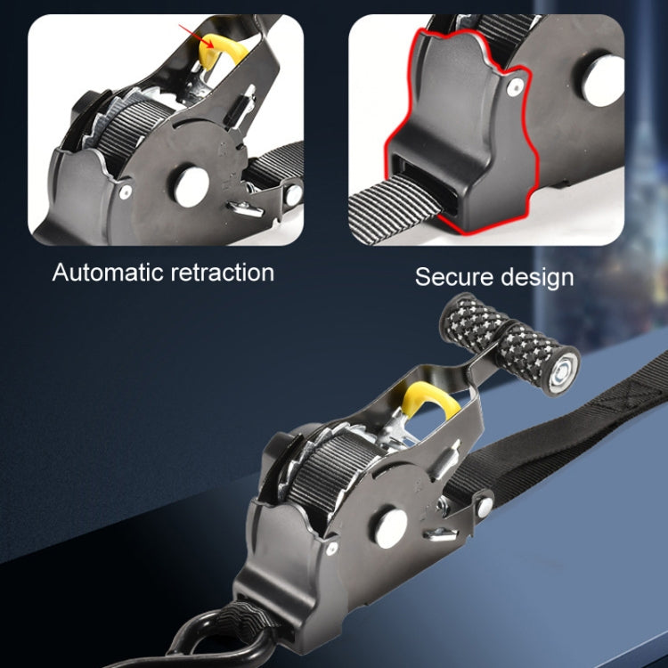 Auto Retract Tensioner Automobile And Motorcycle Cargo Fixing Straps, 330cm Black, 330cm White