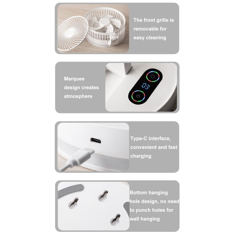 F200 Foldable Remote Control Wall-mounted Fan LED Light Desktop Rotating Fan, Regular Model