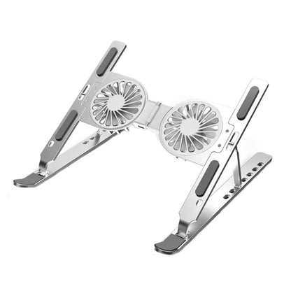 C9 Pro RGB Ambient Light Foldable Fan Cooling Laptop Aluminum Alloy Heightening Stand, Silver, Gray