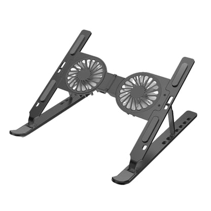 C9 Pro RGB Ambient Light Foldable Fan Cooling Laptop Aluminum Alloy Heightening Stand, Silver, Gray