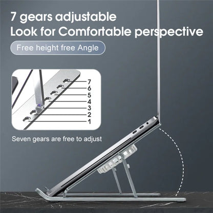 C9 Pro RGB Ambient Light Foldable Fan Cooling Laptop Aluminum Alloy Heightening Stand, Silver, Gray