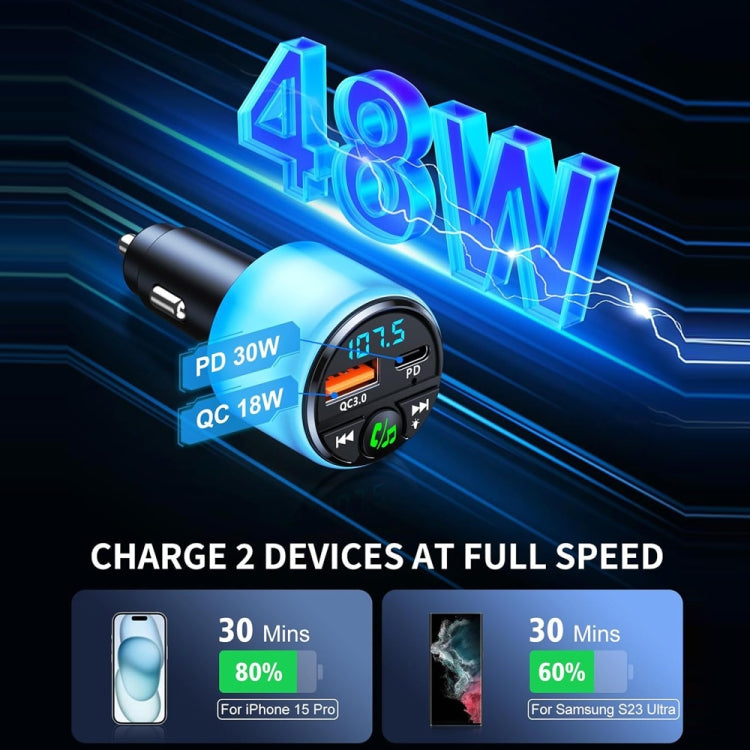 48W PD Fast Charging Car Bluetooth MP3 Player Ambient Light, BC90