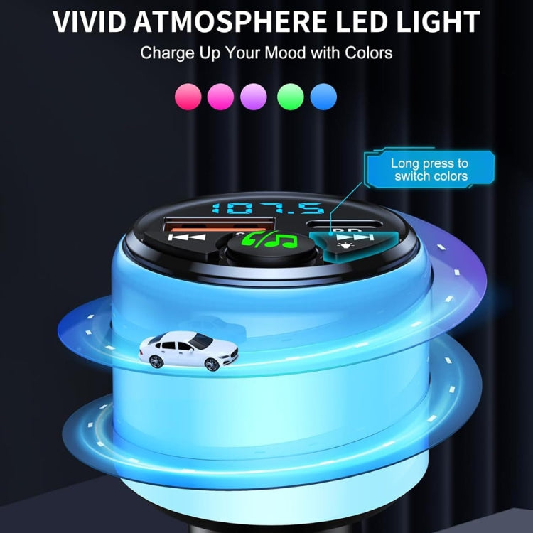 48W PD Fast Charging Car Bluetooth MP3 Player Ambient Light, BC90