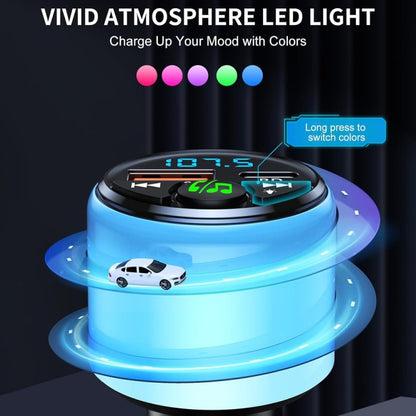 48W PD Fast Charging Car Bluetooth MP3 Player Ambient Light, BC90