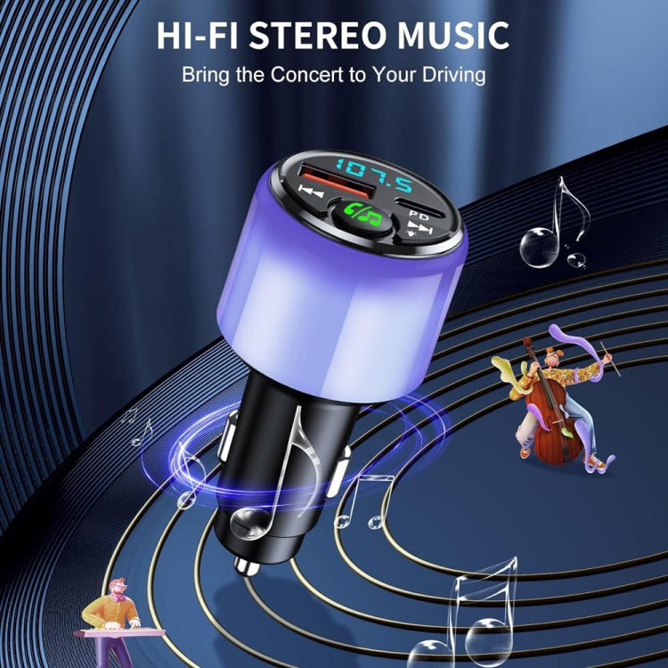 48W PD Fast Charging Car Bluetooth MP3 Player Ambient Light, BC90