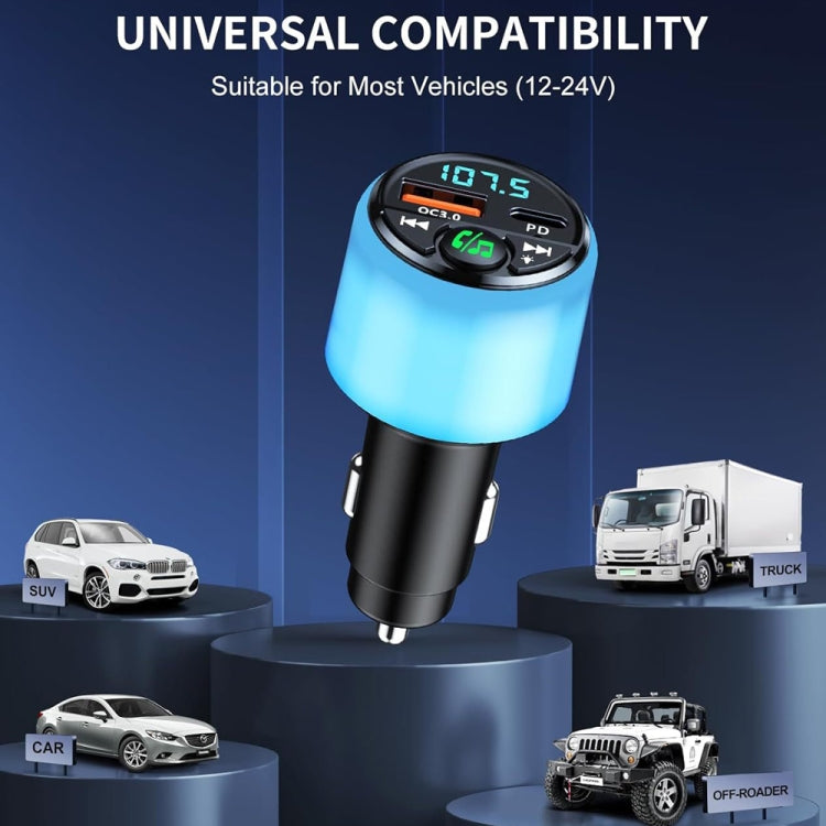 48W PD Fast Charging Car Bluetooth MP3 Player Ambient Light, BC90