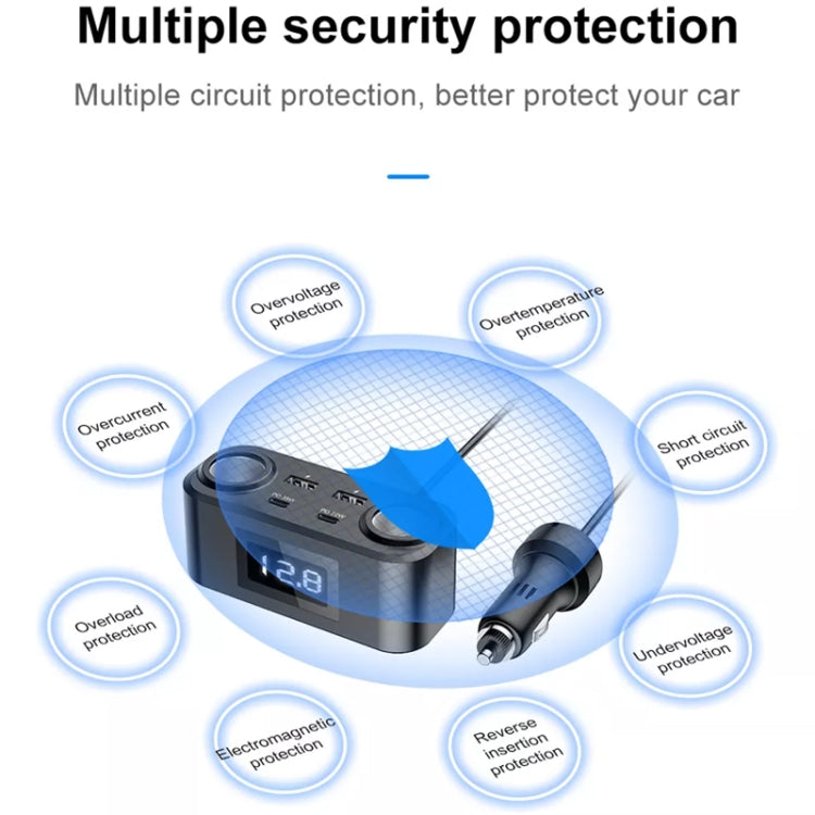 One To Four PD+QC Car Cigarette Lighter Multi-Port Mobile Phone Charger, Q5