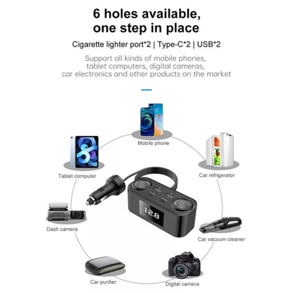 One To Four PD+QC Car Cigarette Lighter Multi-Port Mobile Phone Charger, Q5