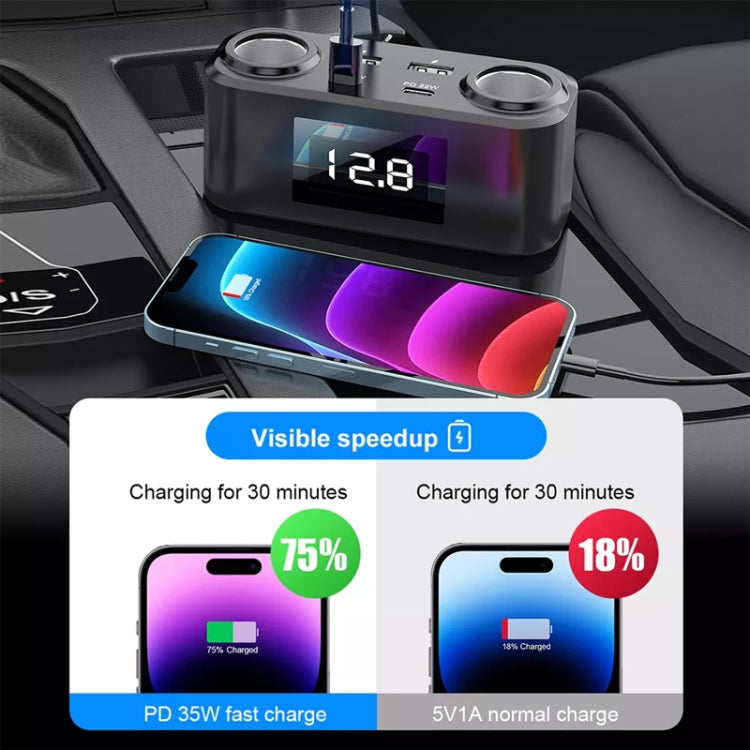 One To Four PD+QC Car Cigarette Lighter Multi-Port Mobile Phone Charger, Q5