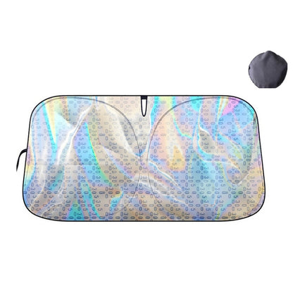 145x80cm Car Front Windshield Sun Protection Laser Sunshade Blinds, Double Circle Sun Visor, Pull Tab Parasol