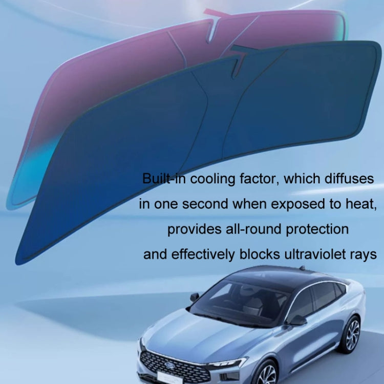 145x80cm Car Front Windshield Sun Protection Laser Sunshade Blinds, Double Circle Sun Visor, Pull Tab Parasol