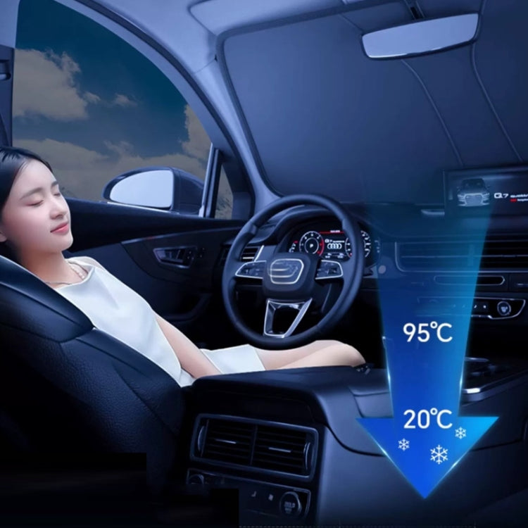 145x80cm Car Front Windshield Sun Protection Laser Sunshade Blinds, Double Circle Sun Visor, Pull Tab Parasol