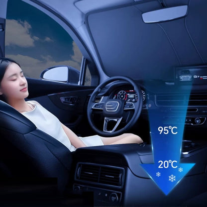 145x80cm Car Front Windshield Sun Protection Laser Sunshade Blinds, Double Circle Sun Visor, Pull Tab Parasol