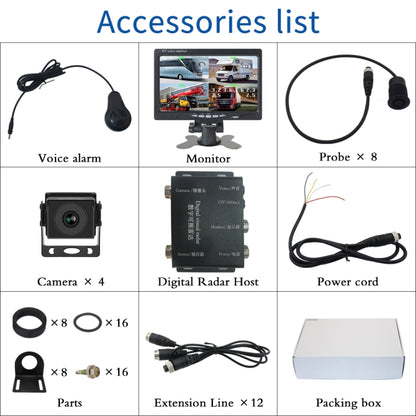 7 Inch Four-Way Monitor With Reverse Detection Digital Radar
