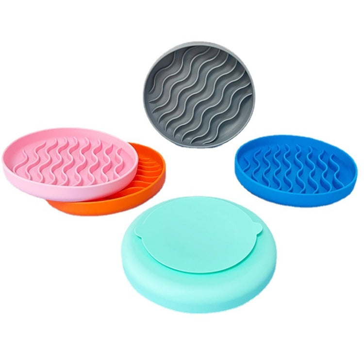 20cm  Round Pet Licking Mat With Large Suction Cup Dog Slow Food Plate, Gray, Pink, Mint