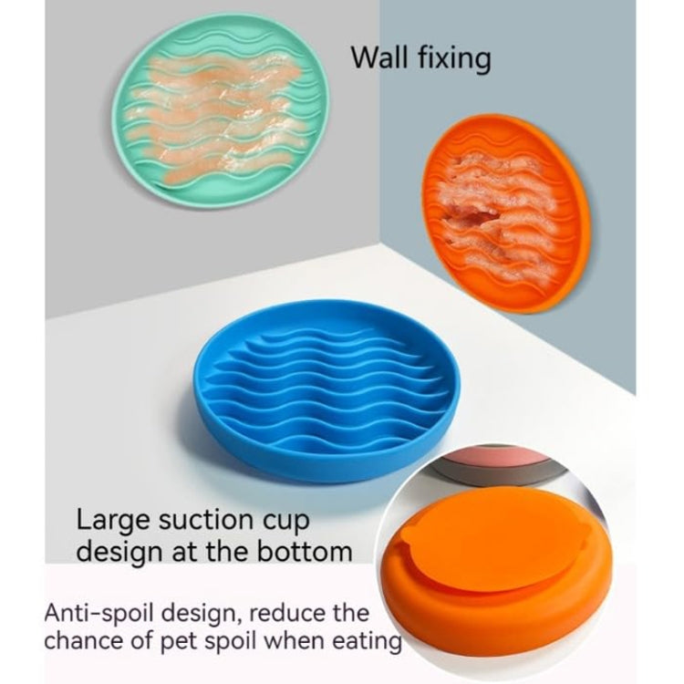 20cm  Round Pet Licking Mat With Large Suction Cup Dog Slow Food Plate, Gray, Pink, Mint