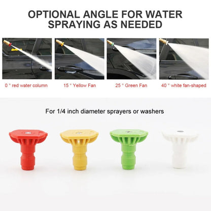 High-pressure Car Washer Nozzle Fan-shaped 1/4 Quick Plug Connector Water Rifle Parts, 0 Degree (1.1 Nozzle), 15 Degree (1.1 Nozzle), 25 Degree (1.1 Nozzle), 40 Degree (1.1 Nozzle), 0 Degree (1.2 Nozzle), 15 Degree (1.2 Nozzle), 25 Degree (1.2 Nozzle)