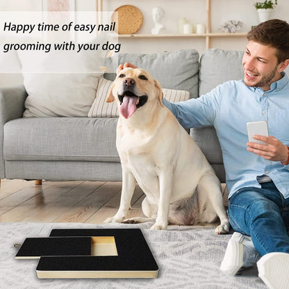 Dog Scratch Board Wooden Sandpaper Dog Nail Grinders with Treat Drawer