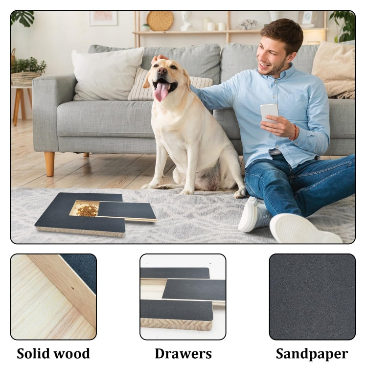 Dog Scratch Board Wooden Sandpaper Dog Nail Grinders with Treat Drawer