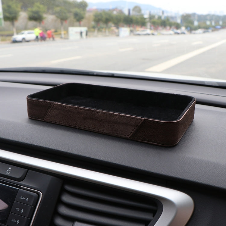Car Multifunctional Dashboard Armrest Box Water Cup Storage Box, Large Brown, Small Black
