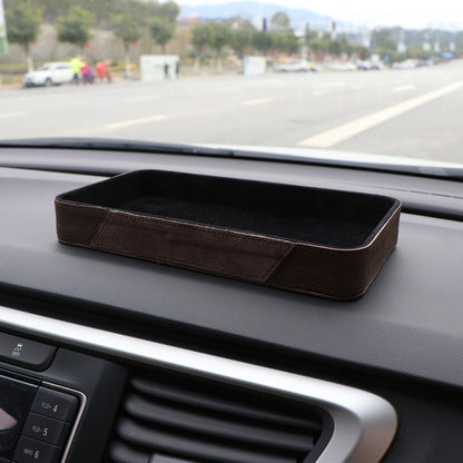 Car Multifunctional Dashboard Armrest Box Water Cup Storage Box, Large Brown, Small Black