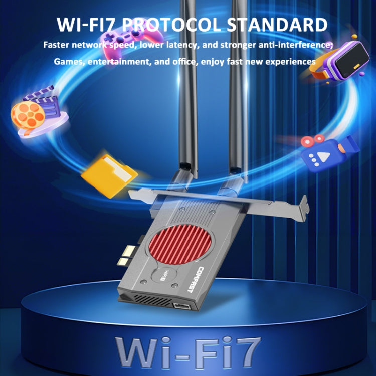 COMFAST BE200MAX 8774Mbps WiFi7 Network Card Bluetooth 5.4 Tri-Band PCIE WiFi Receiver, BE200MAX