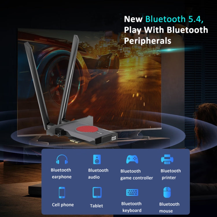 COMFAST BE200MAX 8774Mbps WiFi7 Network Card Bluetooth 5.4 Tri-Band PCIE WiFi Receiver, BE200MAX