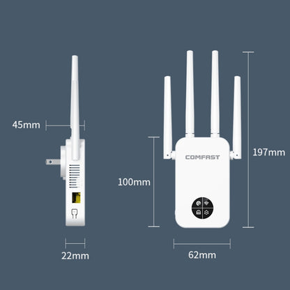 COMFAST 762AC 1200Mbps WiFi Signal Booster Dual Band WiFi Repeater with OLED Display Screen, CF-WR762AC