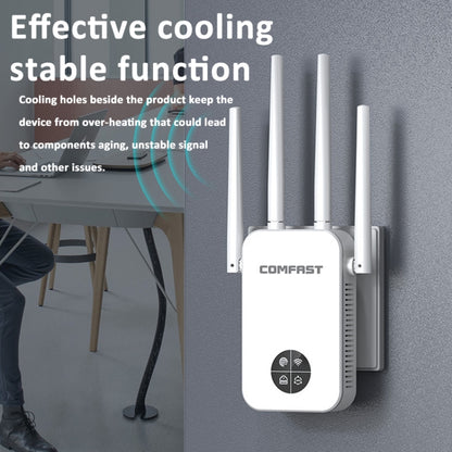 COMFAST 762AC 1200Mbps WiFi Signal Booster Dual Band WiFi Repeater with OLED Display Screen, CF-WR762AC