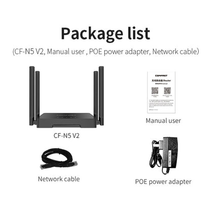 COMFAST CF-N5 V2  1200Mbps WiFi6 Dual Band Wireless Router With Gigabit Ethernet Port, 4x5dBi Antenna, CF-N5 V2 US Plug, CF-N5 V2 EU Plug