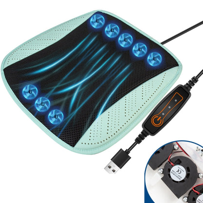 Car USB Summer Cool Ventilated Breathable Seat Cushion, Black 8 Sets Fan, Red 8 Sets Fan, Blue 8 Sets Fan