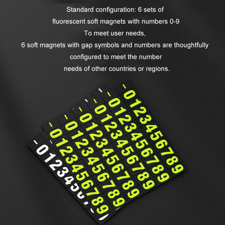 Hidden Luminous Temporary Parking Sign With Car Number, Silver, Imitation Wood Grain, Imitation Stone Pattern, Pure Black, Pure White