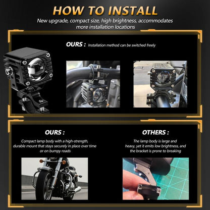 40W Motorcycle Wired Switch Integrated Waterproof Spotlight