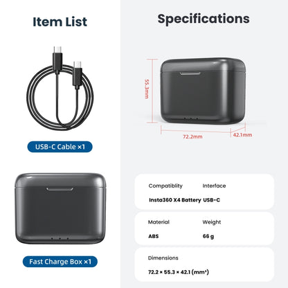 For Insta360 X4 AMagisn Battery Fast Charge Charging Box Sports Camera Accessories, For Insta360 X4