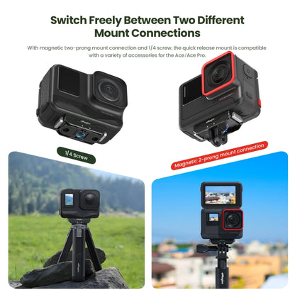 AMagisn Metal Magnetic Quick Release + Top Cover, For Insta360 Ace / Ace Pro / X5 / X3 / X2 / GoPro HERO12 Black, Metal+Top Cover