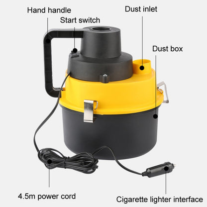 Vehicle Vacuum Cleaner For Wet And Dry Use Large Round Tub Car Cleaning Tool, 12V Car Model